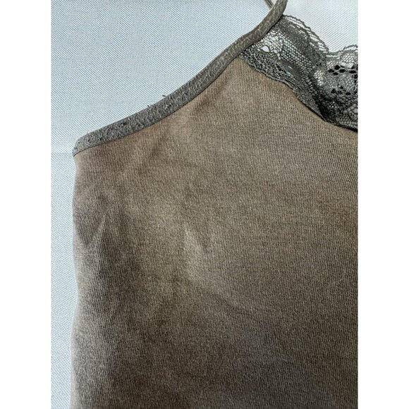 Y2K Express Lace Trim M Cami Tank Top Brown Retro 90s Vintage Vibes Grunge Layer - Picture 11 of 14